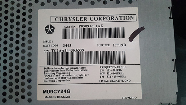 Chrysler pt cruiser radio unlock code #1