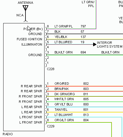 1997 Ford explorer radio wiring color code #6