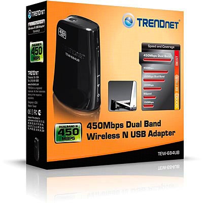 TRENDnet TEW-684UB 450 Mbps Dual Band Wireless N USB Adapter - Box